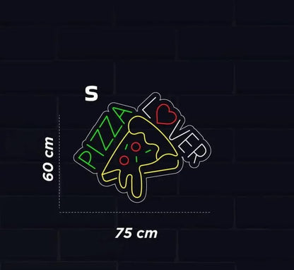 Letrero de Neón Pizza Lover, Diseño Decorativo para Bar y Restaurante, Multicolor