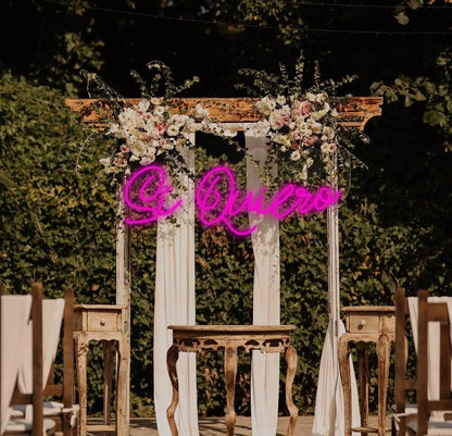 Letrero LED Neón 'Si Quiero' para Bodas, 9 Colores Disponibles, Decoración Romántica para Eventos