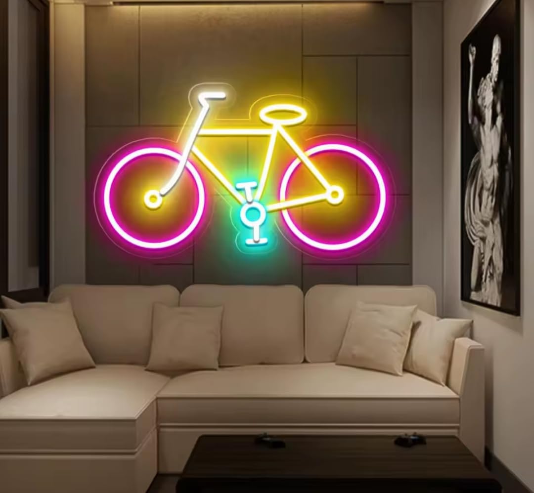 Lámpara de Pared con Diseño de Bicicleta, Luz de Neón, Decoración para el Hogar medidas 40x30cm alimentacion 12 v