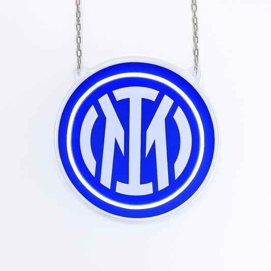 Letrero LED Circular Inter de Milán con Iluminación Azul, Señalización Decorativa Colgante, 35 cm futbol neón led y vinilo con metacrilato