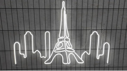 Letrero LED de Neón París, Horizonte con Torre Eiffel, Arte de Pared Decorativo para Ciudad