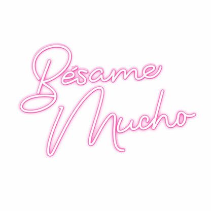 Letrero de Neón LED 'besame mucho, Cartel Luminoso Decorativo con Corazón, Rosa 70 cm aproximadamente ALIMENTADOR 12 V