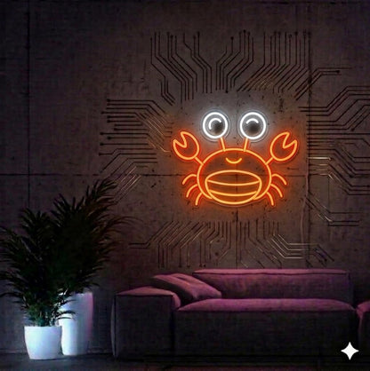 Lámpara De Señalización Letrero De Neón cangrejo para Decoración de Pared, Direccional, para Bares, Cervecerías y Clubes, Multiusos, Material Acrílico, 45cm, Alimentación 12v