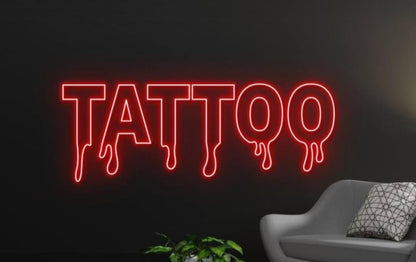 Letrero de Neón LED Rojo TATTOO, Luz Decorativa para Pared, 40l. x 100an. centímetros