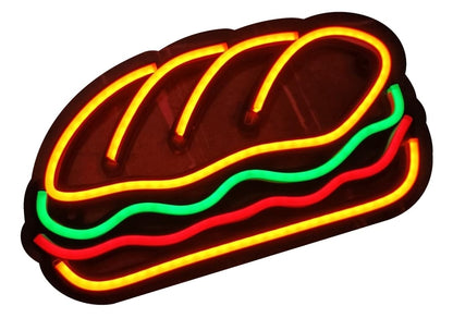 Letrero LED Decorativo de Bocadillo de Iluminación Neón, Diseño de Comida Bar, Multicolor, Material Acrílico, Alimentación 12v, Medidas 60x30