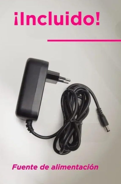 Letrero Neón de Estrella, Luz neón LED, Color Rosa, Decoración de Pared con base metacrilato transparente, cadena, cable de 1.5 m y alimentación 12 v medidas 45x45 cm