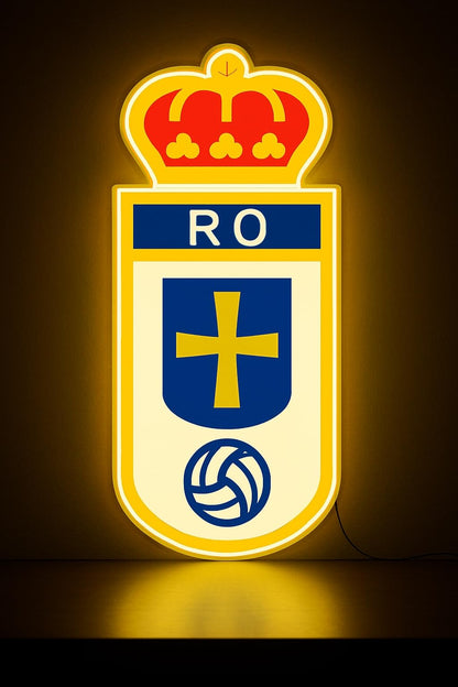 SOLOLED Lámpara LED escudo Decorativa Regalo Oviedo, Escudo Club, Iluminación Deportiva Medidas 20x35 cm