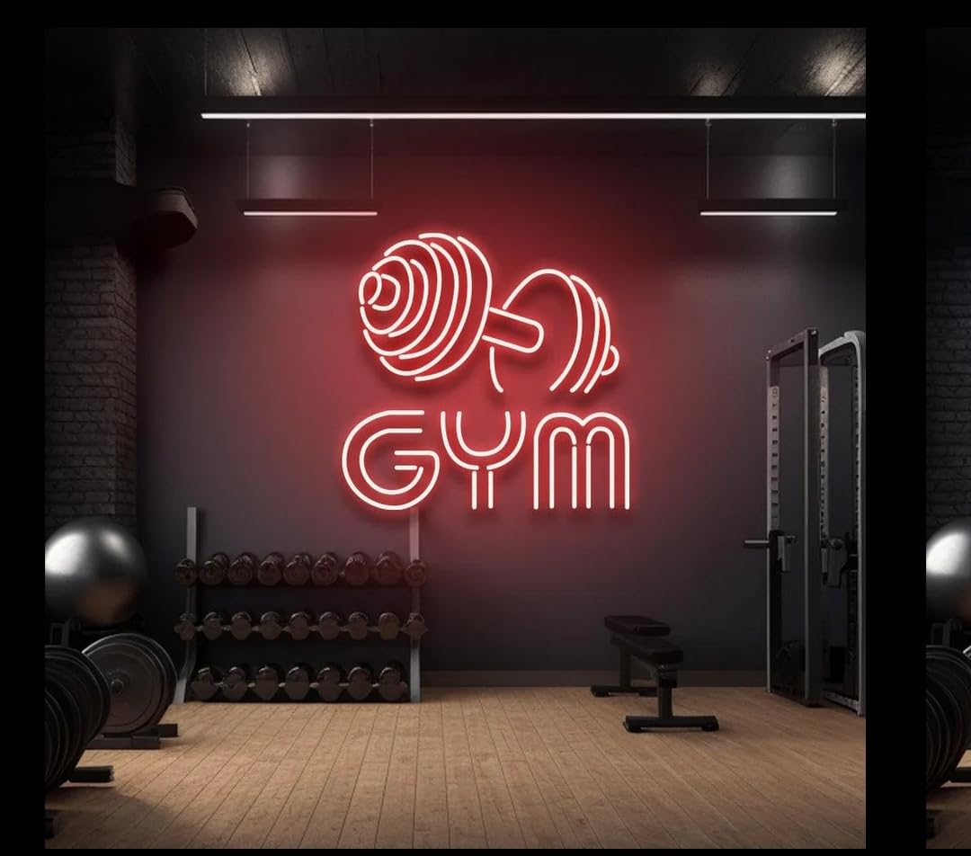 Mancuerna de Gimnasio - Letrero de Neón LED 80x70 cm