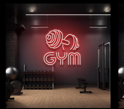 Mancuerna de Gimnasio - Letrero de Neón LED 80x70 cm