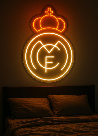 Lámpara LED de Pared Decorativa, Real Madrid, Luz Neón Blanca y Naranja