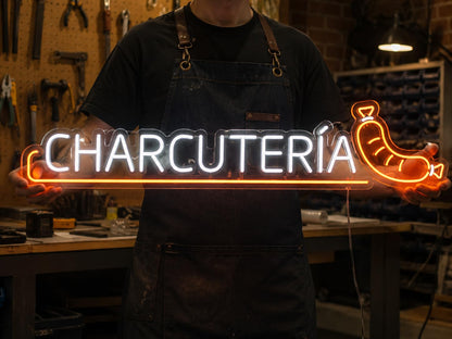 Letras de Neón Led CHARCUTERÍA, Fabricadas en Metacrilato, Para Negocio, Tienda o Comercio medidas 70cm alimentacion 12v