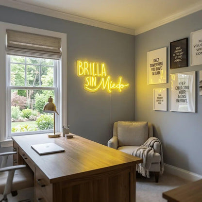 soloLED Letrero BRILLA SIN MIEDO boda LED Escaparate, Decoración de Pared en Metacrilato, Luz Brillante, aproximadamente 70cm aproximadamente alimentación 12v