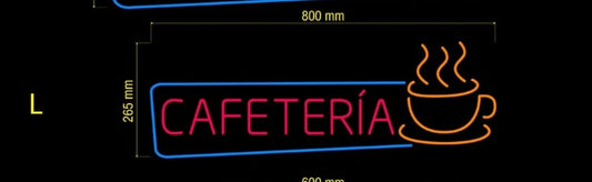 Letras de Neón Led Cafetería - Metracrilato, Tamaño M, L, XL - Señalización Decorativa para Negocios