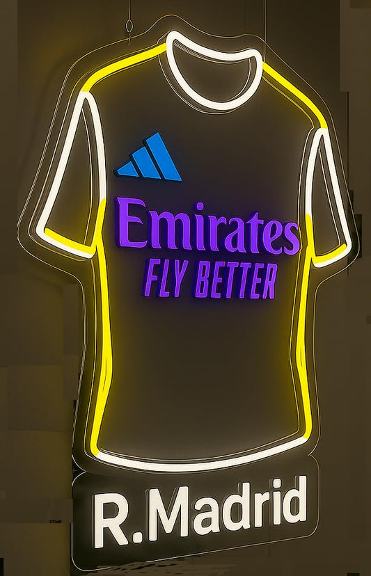 REGALOS Madrid Lámpara LED de Neón, Diseño de Camiseta de Fútbol Iluminación Decorativa