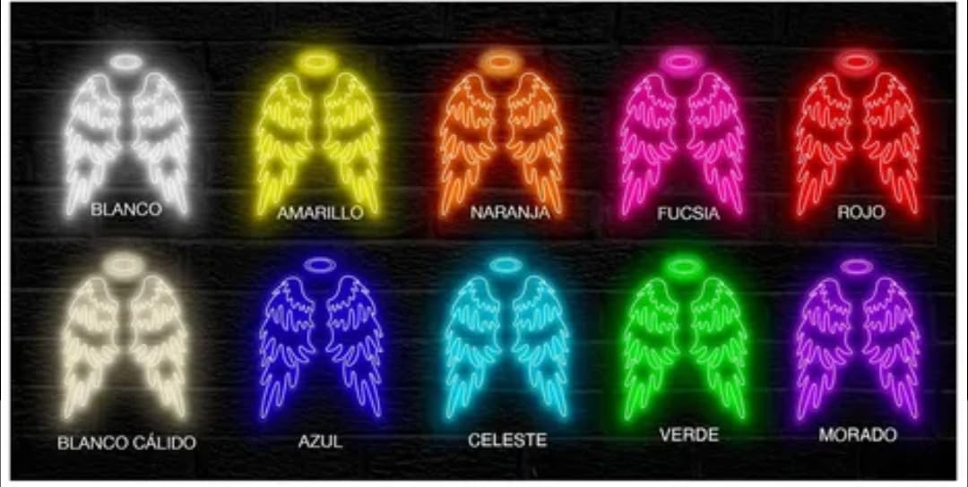Alas de Ángel LED Neón, Letrero Luminoso Decorativo, Multicolor, Montaje en Pared