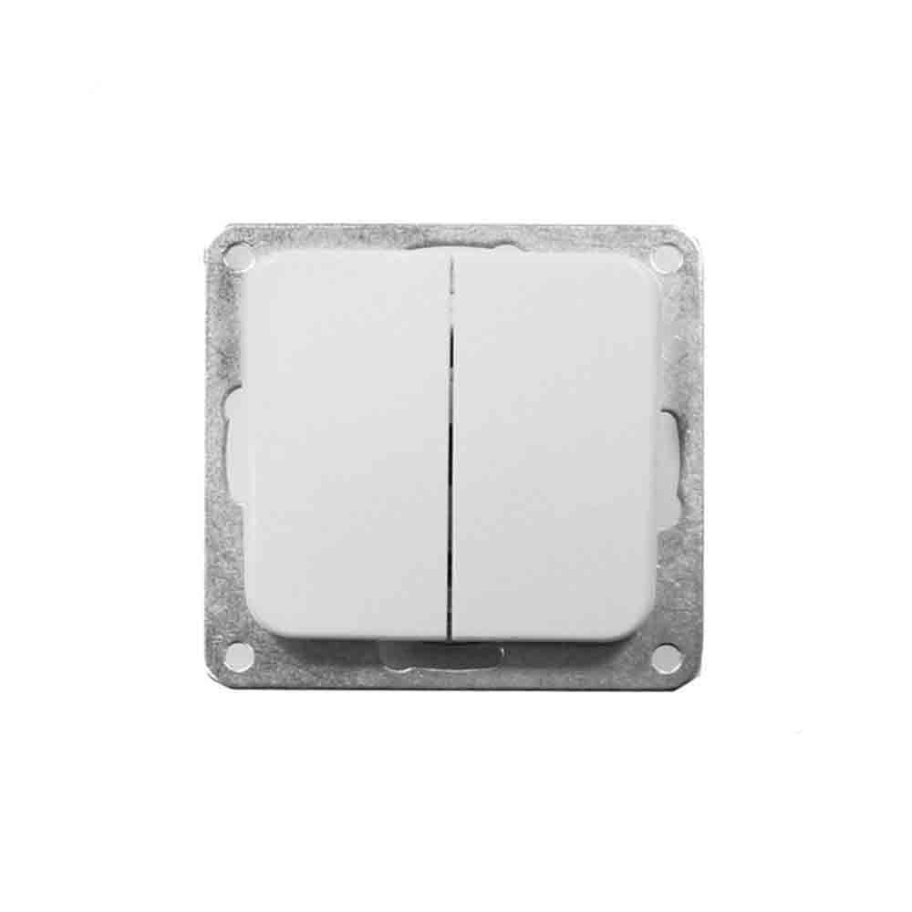 DOBLE INTERRUPTOR EMPOTRAR "SERIE TERM" BLANCO 70x30x70mm (BOLSA BLISTER)