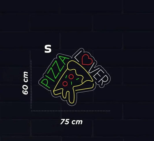 Letrero de Neón Pizza Lover, Diseño Decorativo para Bar y Restaurante, Multicolor