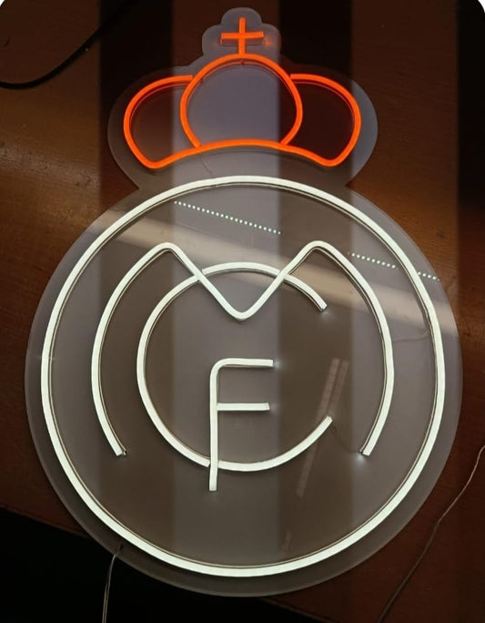 Lámpara LED de Pared Decorativa, Real Madrid, Luz Neón Blanca y Naranja