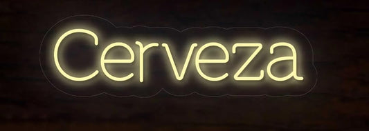 Letrero LED Neón Decorativo 'Cerveza', Iluminación de Pared, Amarillo