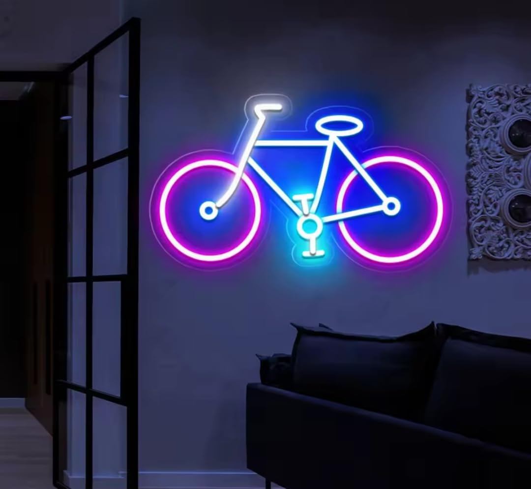Lámpara de Pared con Diseño de Bicicleta, Luz de Neón, Decoración para el Hogar medidas 40x30cm alimentacion 12 v