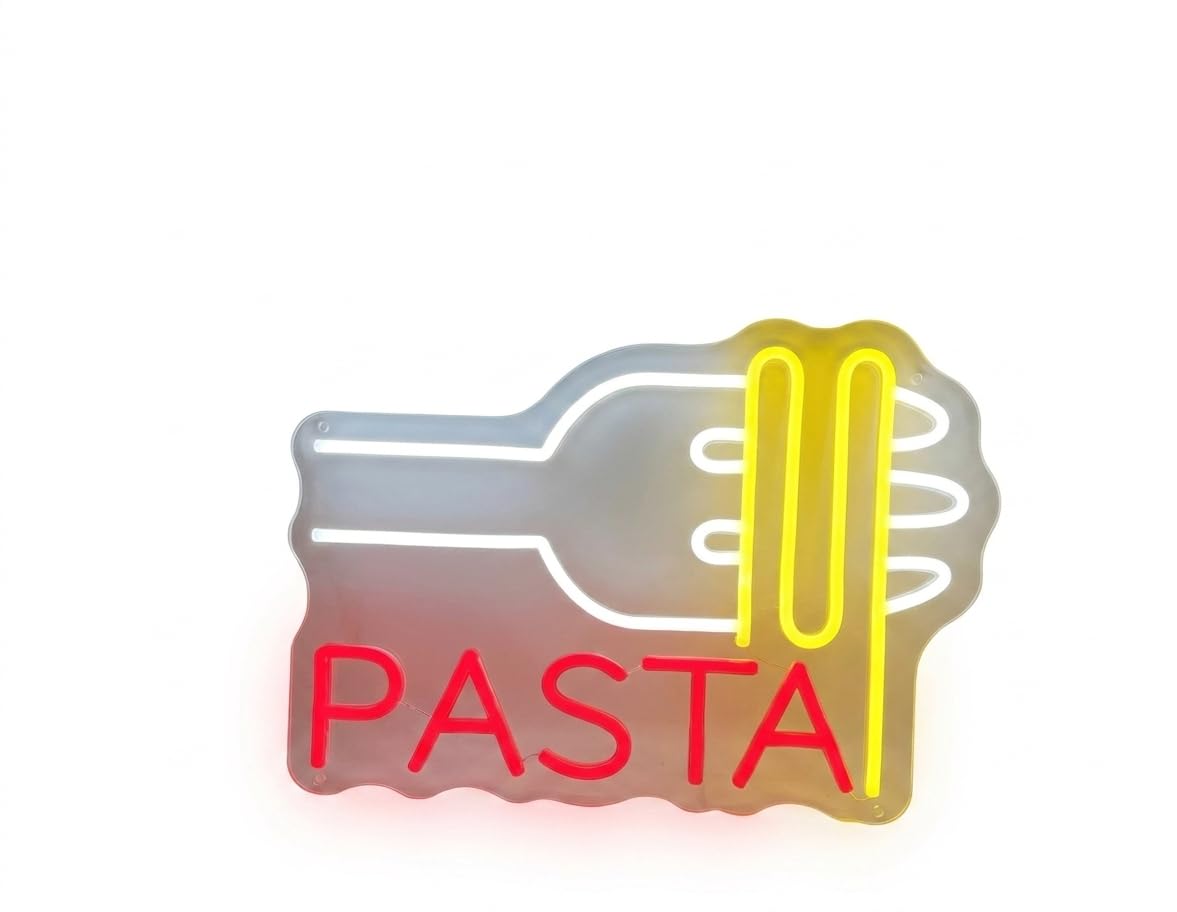 Letrero Neón espagueti, Luz Neón LED, Bicolor (Rojo y Verde), Decoración de Pared con Base Metacrilato Transparente, Cadena, Cable de 1.5 m y Alimentación 12 v, Medidas Aproximadamente 45cm