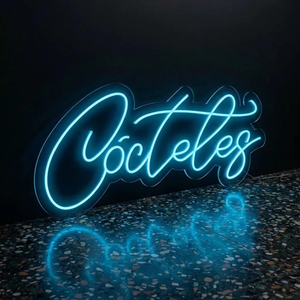 soloLED Letrero CARTEL COCTEL boda LED NEON Escaparate, Decoración de Pared en Metacrilato, Luz Brillante, aproximadamente 70cm aproximadamente alimentación 12v