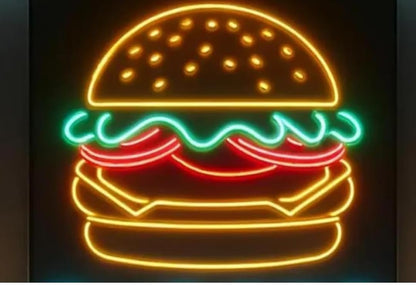 Letrero Luminoso de Neón LED, Diseño de Hamburguesa, Multicolor, Decoración para Restaurante (Copia)