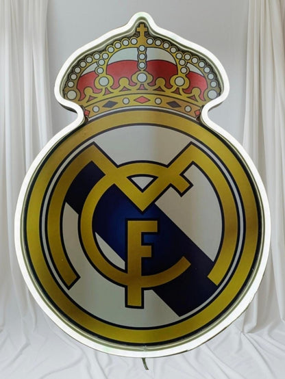 16 escudos Pantalla metacrilato y vinilo con neón LED de Bar Deportivo, Logo Iluminado de la lga de futbol, elige un escudo con el número