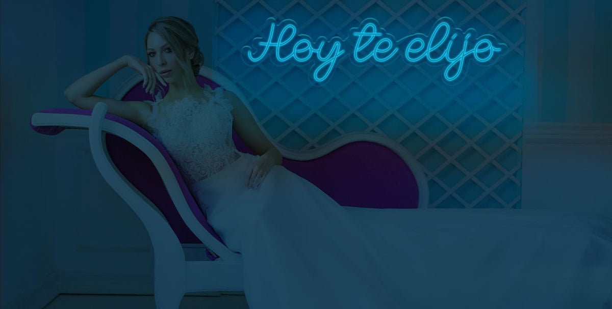 Letrero de Neón LED 'Hoy te elijo', 112 x 29 cm, Decoración para Eventos, Blanco