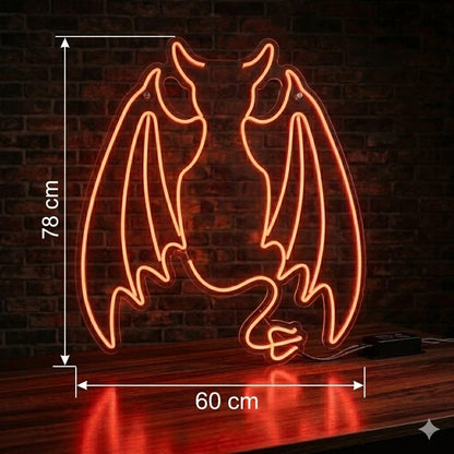 soloLED Letrero ALAS DE DEMONIO LED NEON Escaparate, Decoración de Pared en Metacrilato, Luz Brillante, aproximadamente 78cm aproximadamente alimentación 12v