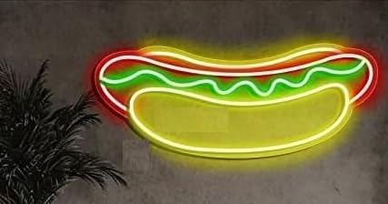 Letrero luminoso Señal de luz de neón SALCHICHA, decoración acrílica de 12V, luz de neón regulable, decoración, Bar, Club, cafetería, regalo de fiesta de cumpleaños y boda 40x15 cm