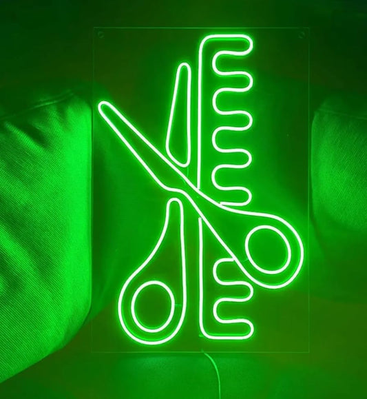Luces nocturnas de neón,letreros de tijeras de neón,letreros de neón en paneles traseros de acrílico para la decoración de salones de Negocios y paredes de peluquerías,elegir color