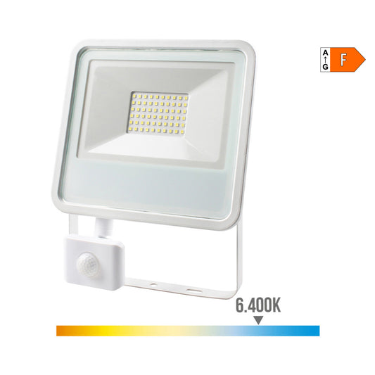 FOCO PROYECTOR LED CON SENSOR DE PRESENCIA 50 W, 4000 lm, 6400 K, LUZ FRÍA; 23,8 x 4,5 x 19,2 cm