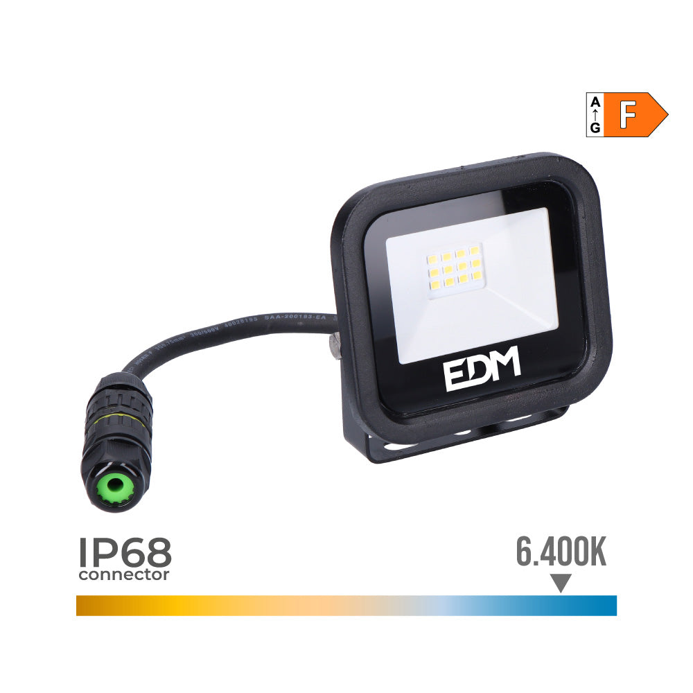 FOCO PROYECTOR LED 10 W 800 lm 6400 K LUZ FRÍA, BLACK SERIES; 9,2 x 8,1 x 2,7 cm