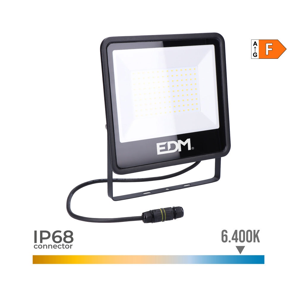 FOCO PROYECTOR LED 100 W 8200 lm 6400 K LUZ FRÍA, BLACK SERIES; 24,6 x 22,8 x 2,9 cm