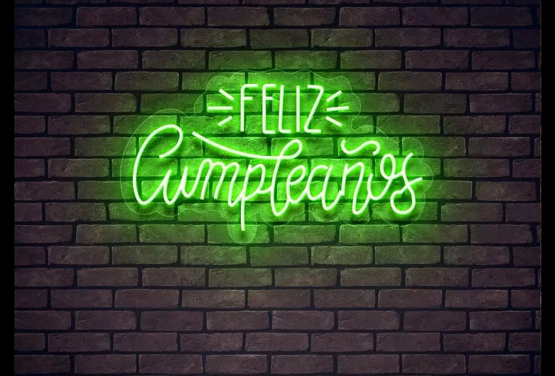 soloLED Letrero CARTEL FELIZ CUMPLEAÑOS LED NEON Escaparate, Decoración de Pared en Metacrilato, Luz Brillante, aproximadamente 70cm aproximadamente alimentación 12v