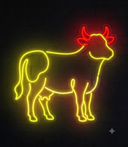 SOLOLED letrero Neon led iluminado vaca Personalizado Medida aproximadamente 60 cm cartel luminoso decoracion pared habitacion Fiestas,Escaparate negocio bar base metacrilato transparente