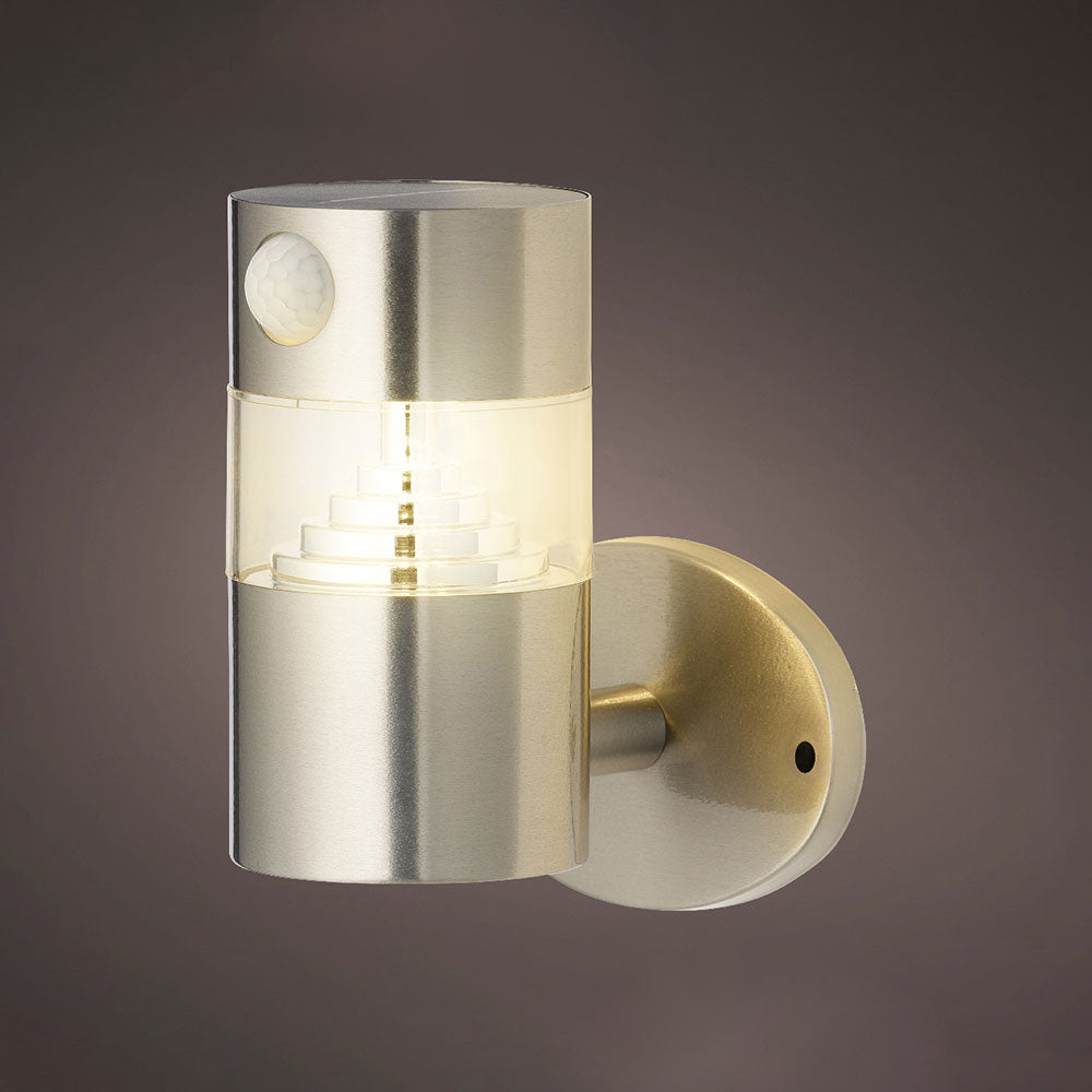 LUZ SOLAR DE PARED INOX 15-150lm  LUZ CALIDA Ø12x16cm LUMINEO