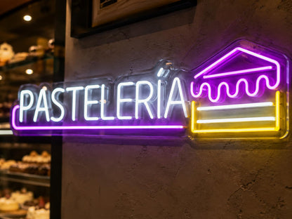 Letrero Pateleria para negocio Cartel Luminoso LED Escaparate, Decoración de Pared en Metacrilato, Luz Brillante, aproximadamente 100X19cm alimentación 12v
