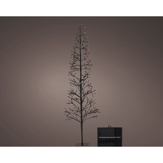 ÁRBOL MICROLED SOLAR, LUZ PARPADEANTE, 192 LED, BLANCO CÁLIDO.