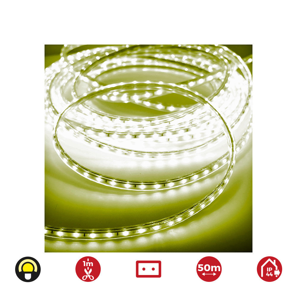 TIRA DE LED 60 LEDS/m 4,2W/m 220-240V IP44 50 m AMARILLO