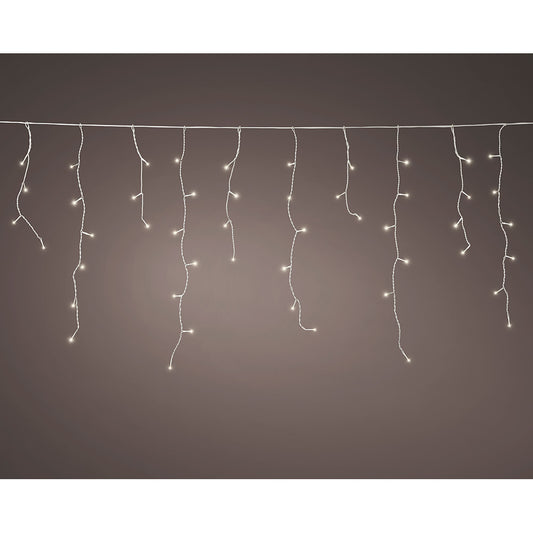 CORTINA LED DE CARÁMBANO CONNECT (INTERCONECTABLE) MULTIFUNCIÓN 250 LEDS LUZ CÁLIDA CON EFECTO INTERMITENTE EXTERIOR BLANCO 7,35 m