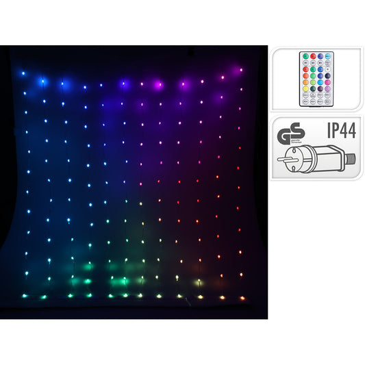 CORTINA LED RGB MULTIFUNCIÓN, 400 LEDS, CON MANDO Y APLICACIÓN SMARTHPHONE, EXTERIOR, 2 x 2 m