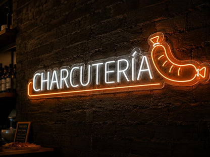 Letras de Neón Led CHARCUTERÍA, Fabricadas en Metacrilato, Para Negocio, Tienda o Comercio medidas 70cm alimentacion 12v
