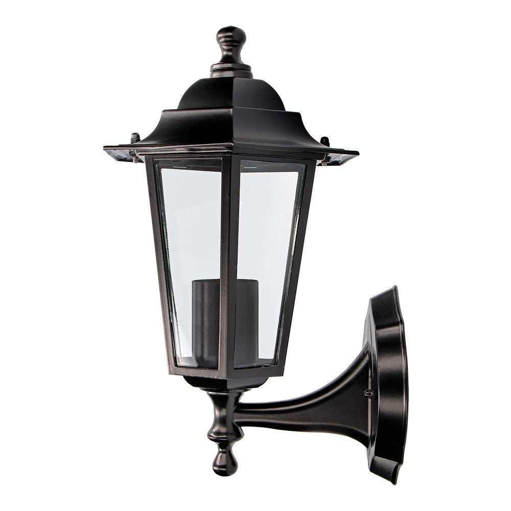 APLIQUE EXTERIOR ZURICH DE ALUMINIO Y CRISTAL E27 60 w SIN BOMBILLA, COLOR NEGRO, LUZ HACIA ARRIBA