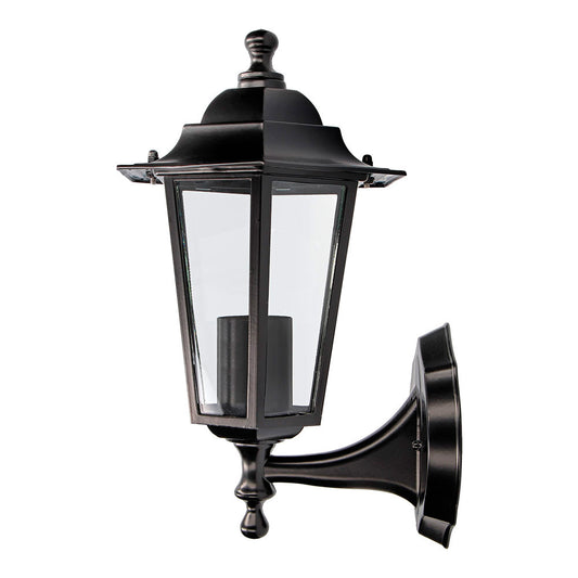 APLIQUE EXTERIOR ZURICH DE ALUMINIO Y CRISTAL E27 60 w SIN BOMBILLA, COLOR NEGRO, LUZ HACIA ARRIBA