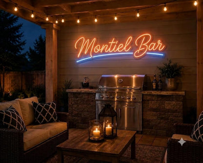 Letrero Neón LED BAR Personalizado con Nombre,Elije tú Letrero personalizado de Neón LED BAR con nombre, Decoración de Pared, Luz Roja y Blanca, metacrilato, alimentación 12 v medidas