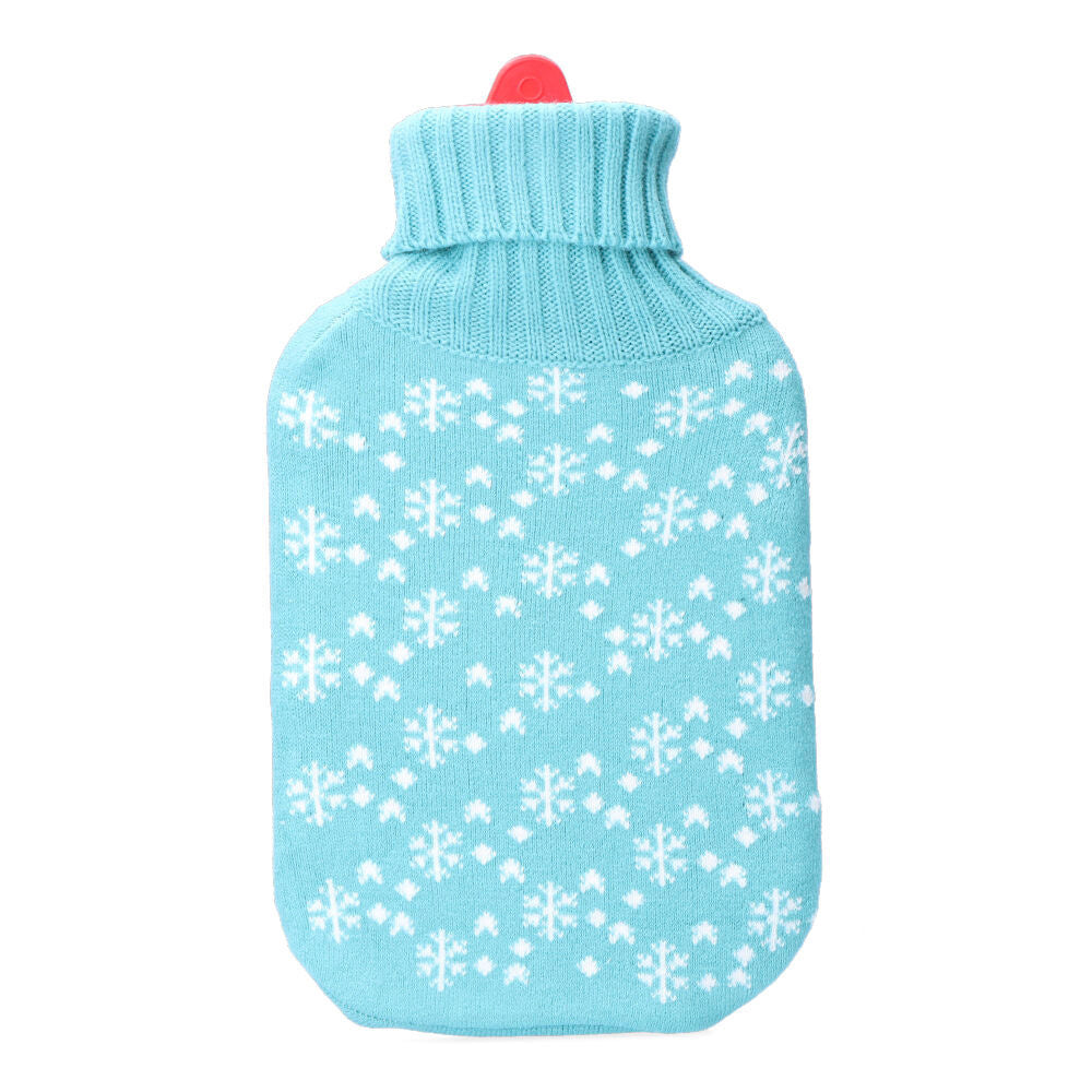 BOLSA DE AGUA CALIENTE 2 L MODELO AZUL COPOS BLANCOS