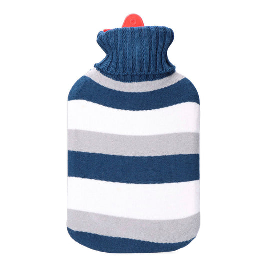 BOLSA DE AGUA CALIENTE 2 L MODELO RAYAS AZULES