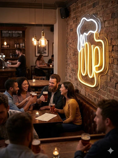 SOLOLED Letrero bajo coste Cerveza abierto Cartel Luminoso LED Escaparate, Decoración de Pared en Metacrilato, Luz Brillante, aproximadamente 33y 25cm alimentación 12v